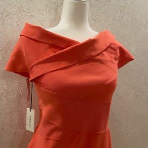 Cascade Pink Rose Bandage Offshoulder Dress Size L
